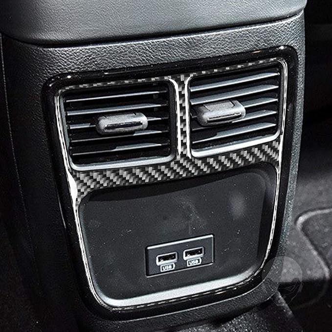 Real Carbon Fiber Trim for Dodge Charger Chrysler 300 Accessories | for Charger 2011+ Chrysler 300 2011-2023 Rear Air Outlet Vent USB Inner Frame Sticker Interior Thick Overlay Decal