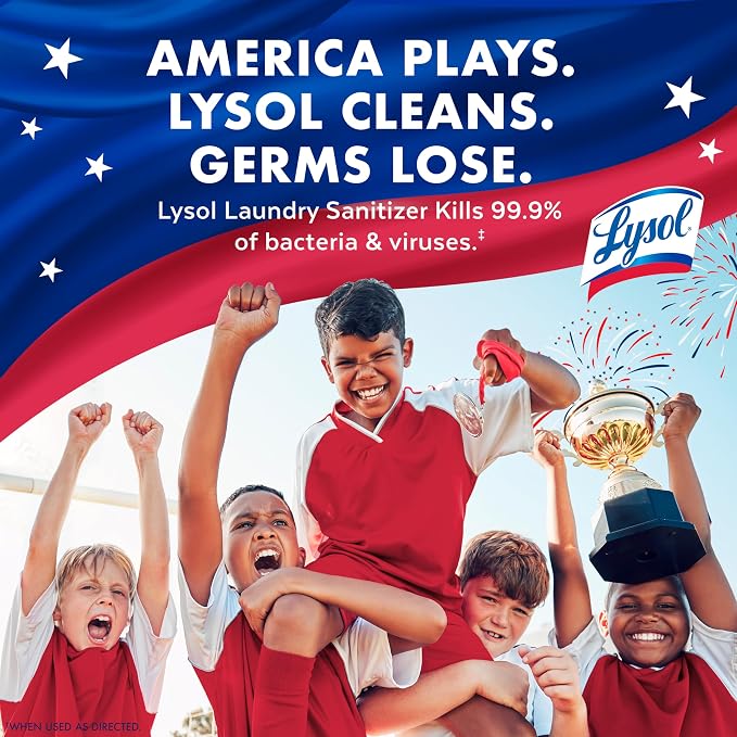 Lysol Disinfectant Laundry Sanitizer & Scent Booster, Laundry Detergent Additive, Color Safe Bleach Alternative, Laundry Odor Eliminator, Kills Bacteria & Viruses, Crisp Linen Scent, 41 Fl Oz Liquid