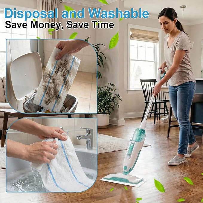 Flammi Semi-Disposable Microfiber Mop Pads Compatible with Shark S1000 S1000A S3250 S3251 S3101 SK410 SK435CO SK460 SK140 SK141, 30 Pack