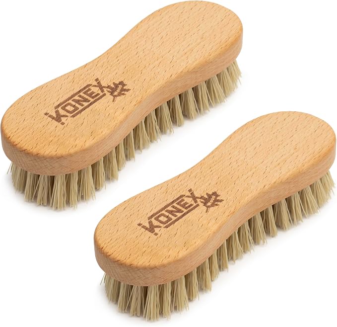 Konex Heavy-Duty Peanut-Shaped Brush 2-Pack, Durable and Long-Lasting Design for Tough Surfaces, Home and Industrial Use