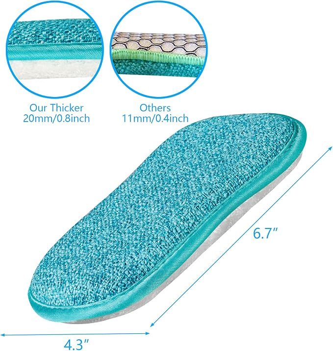 10 Pack Kitchen Dish Sponges Scrubber Non-Scratch Multi-Purpose Dishcloths, Sponge Along with Heavy Duty Scouring Power - Effortless Cleaning of Dishes, Pots and Pans