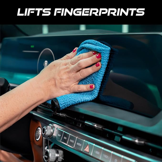 VIKING Glass Microfiber Cleaning Cloth for Car and Home, Glass Towels for Mirror, and Picture Frames, and Car Detailing Kit, 16 inch x 16 inch, Blue, 4 Pack