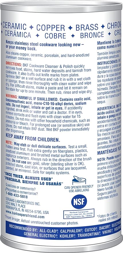 Bar Keepers Friend Cookware Cleanser & Polish (2 x 12 oz) Stainless Steel Cleaner & Degreaser for Pots, Pans, Bakeware & Grills - Removes Sticky Residue, Rust Stains & Lime Deposits