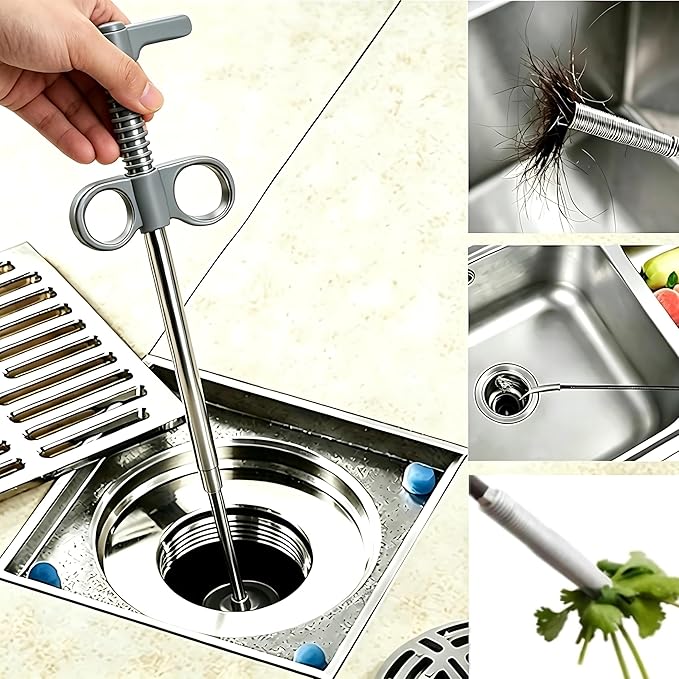 Drain Snake, Drain Clog Remover - Gutter Cleaning Tools Drain Cleaner for Toilet Sewer Shower Kitchen Bathroom Tub Clogged Drains Opener Cleaning Tool, Flexible Grabber Claw Pick Up Reacher (79 inch)