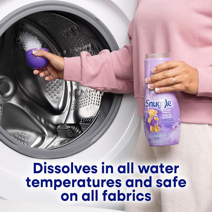Snuggle In Wash Scent Booster, Lavender Breeze, 21oz, 4-Pack | Fragrance enhancer for clothes, bedding and activewear, HE safe, Bead form, Works in all machines and water temperatures