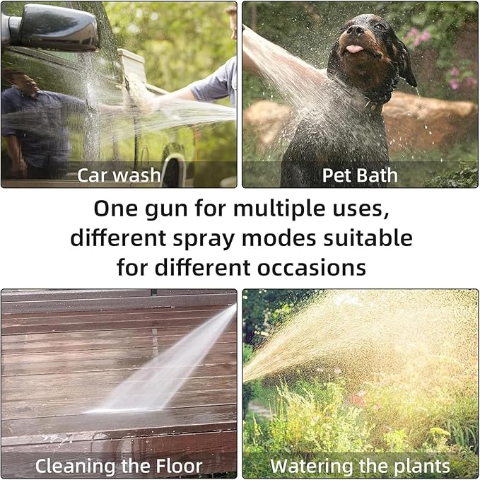 Aquoxis Pressure Washer Gun, High Pressure Garden Hose Nozzle with 360° Rotating Nozzle, 3 Spray Modes, Handheld Jet Nozzle Power Washer for Garden Hose - Fit with U.S. 3/4In Threaded Hoses