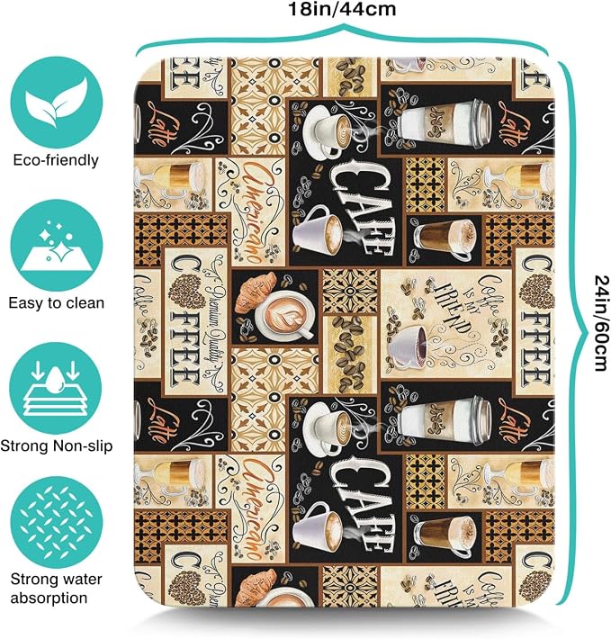 Silicone Flower Dish Drying Mats for Countertop - Super Absorbent Anti-Slip - 24x18in - Perfect Fit for Coffee Maker, Espresso Machine - Decor Gift
