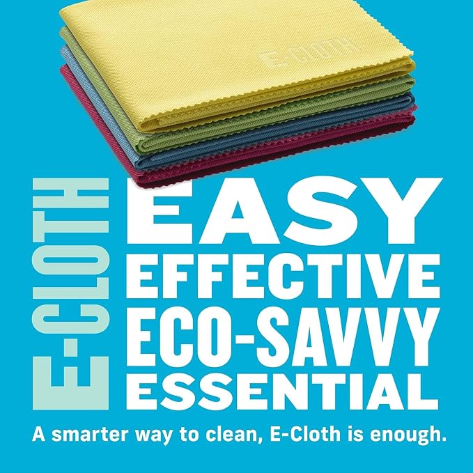 E-Cloth Glass & Polishing Cloth - Microfiber Cleaning Towel Cloth for Windows, Cars, Mirrors, Eyeglasses, & More, Streak Free Clean, Reusable & Machine Washable - Assorted Colors (4 Pack)