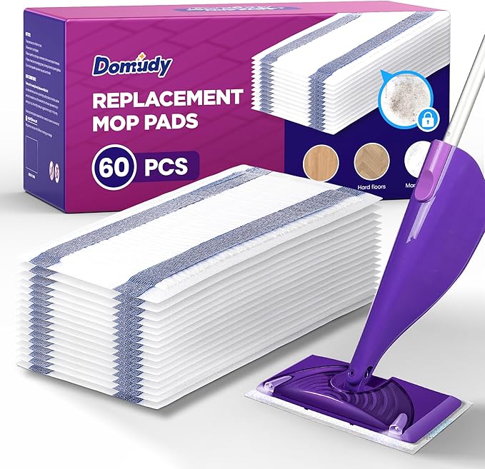 4-Layer Super Absorbent Pad Refills for Swiffer Wet Jet Mop, Heavy Duty & No-Shedding Mopping Pads Refill, Disposable Streak-Free Cleaning for All Sealed Floors 60 Pack