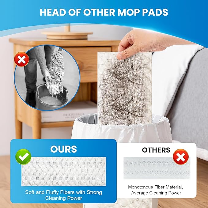 50 Pack Disposable Microfiber Cleaning Mop Pads for Bona Mop Series | Heavy Duty Disposable Sweeping Pad Replacement Refill