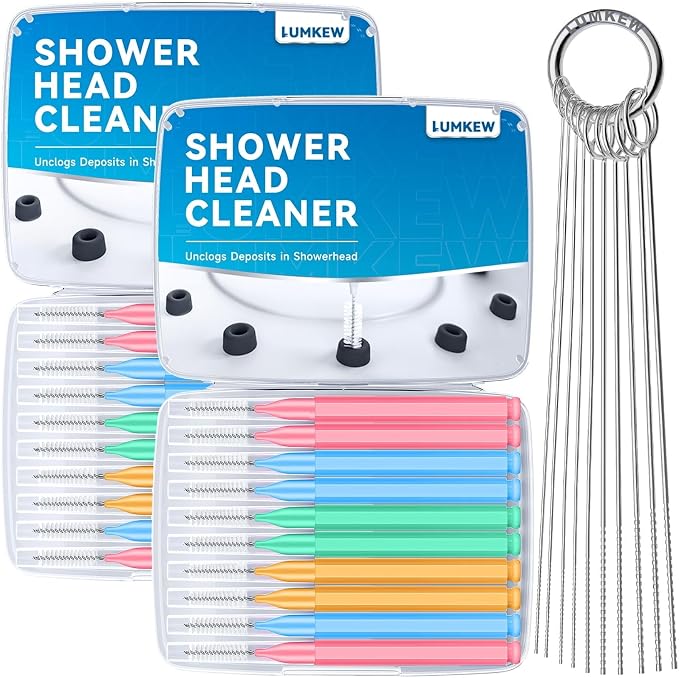 Lumkew Multiszie Shower Head Cleaner Tool, Shower Head Cleaning Brush for Small Hole Nozzle with Storage Boxes, Showerhead Cleaner Picks Unclogger for Household Bathroom