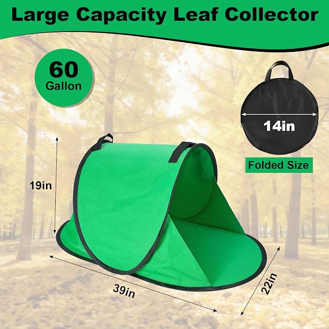 2026 New 60 Gallon Pop-Up Foldable Leaf Collector,Portable LeafBag,600D Oxford Cloth Leaves Pick Up Tool,Thicken Collapsible Leaves Picker Bag,Dustpan-Type Lawn Collector,Reusable Yard Garden Bag