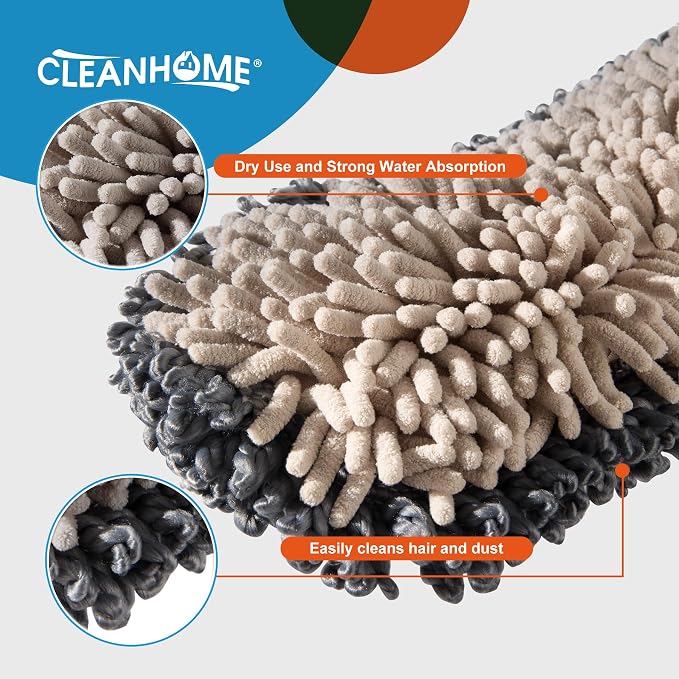 CLEANHOME Microfiber Mop Pads, 4 Pieces | Fit CLEANHOME Dust Mop: B09PBPGSJ3, For Floor Cleaning, Chenille Microfiber Replacement Pads