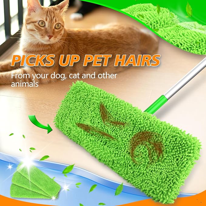 4 Pack Reusable Microfiber Mop Pads Compatible with Swiffer XL Mop | XL Dry Sweeping Cloths & XL Wet Pads Refills for Swiffer, X-Large Heavy Duty Mop Pads for Floor Mopping and Sweeping (No Mop)