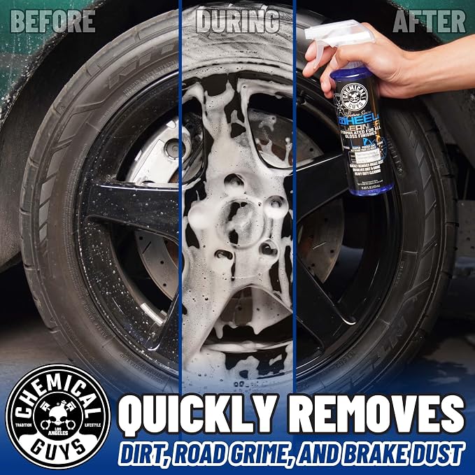 Chemical Guys, Signature Series Wheel Cleaner Spray for All Finishes, 16 oz | Fast-acting foaming spray clings to wheels to lift brake dust and road grime, safe on chrome and painted rims
