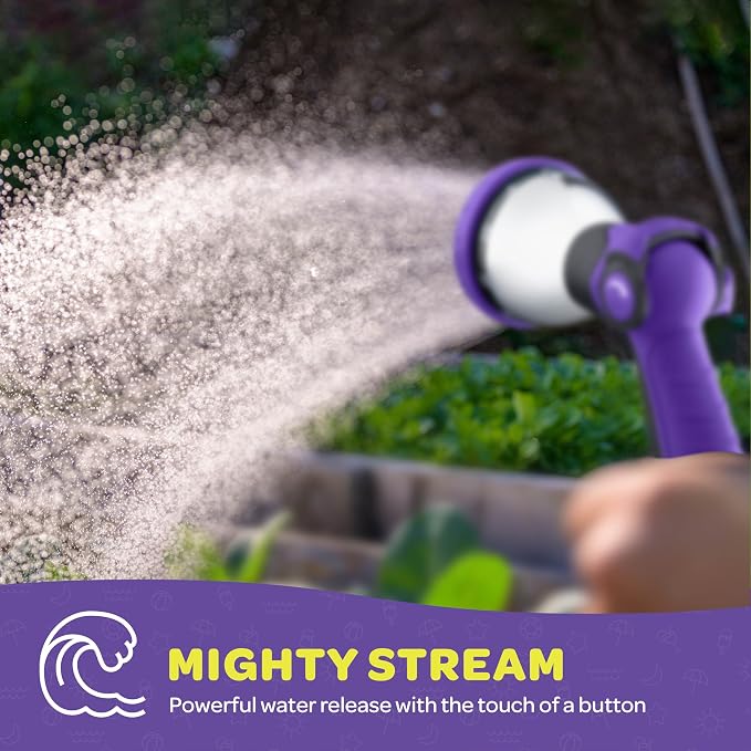 Hose Nozzle [Purple] Heavy Duty Hose Sprayer With 10 Adjustable Watering Patterns. Thumb Control Design, Comfortable Ergonomic Grip, Garden Hose Nozzle for Watering Plants & Lawns/Fun showers/Cleaning