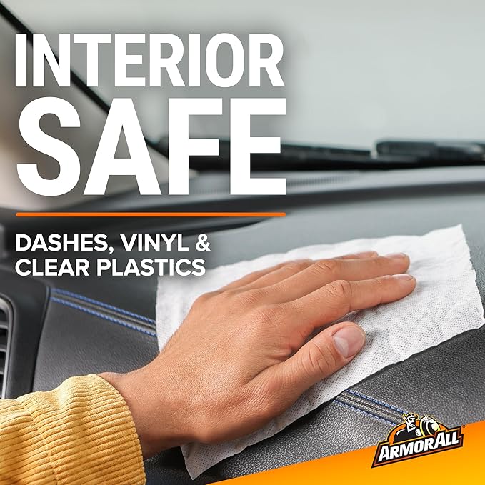 Armor All Interior Car Cleaning Wipes, 25 Count Canister, Powerful Cleaning for Dashboards, Vinyl, Clear Plastics, Carpet and Fabric