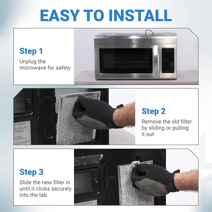 [Upgraded] Microwave Oven Grease Filter Replacement 5" x 7-3/4" WB06X10309 WB06X10359 5230W1A012B by BlueStars - Compatible with LG GE Sears Over-the-Range Microwave Ovens (2-Pack)