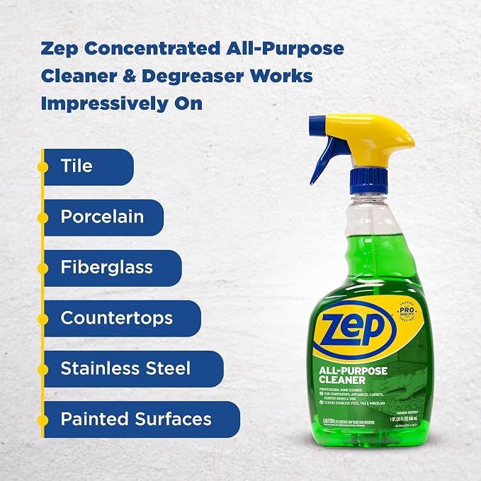 Zep Acidic Toilet Bowl Cleaner 32 oz (1ct) & All-Purpose Cleaner (1ct | One Zep Acidic Toilet Bowl Cleaner and one Zep All-Purpose Cleaner for complete bathroom cleaning