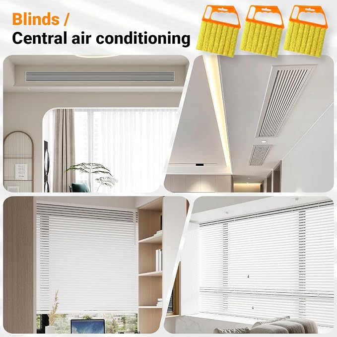 3pcs Window Blind Cleaner Duster Tool,2026 New Cleaning Tools,7 Fingers Washable Microfiber Dusters for Cleaning,Crevice Cleaning Brush, Duster for Venetian Blinds & Air Conditioner Vents（Orange