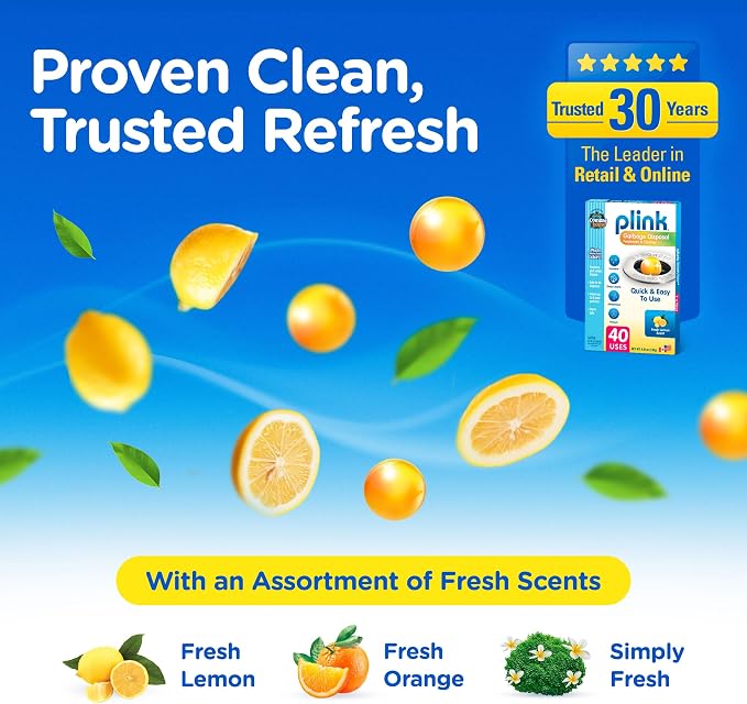 COMPAC HOME Plink Garbage Disposal Cleaner and Deodorizer, Air Fresheners for Garbage Disposal, Orange Scent, Home Cleaning Products for Kitchen Sink and Clogged Drains, Pack of 2-40 Count Total