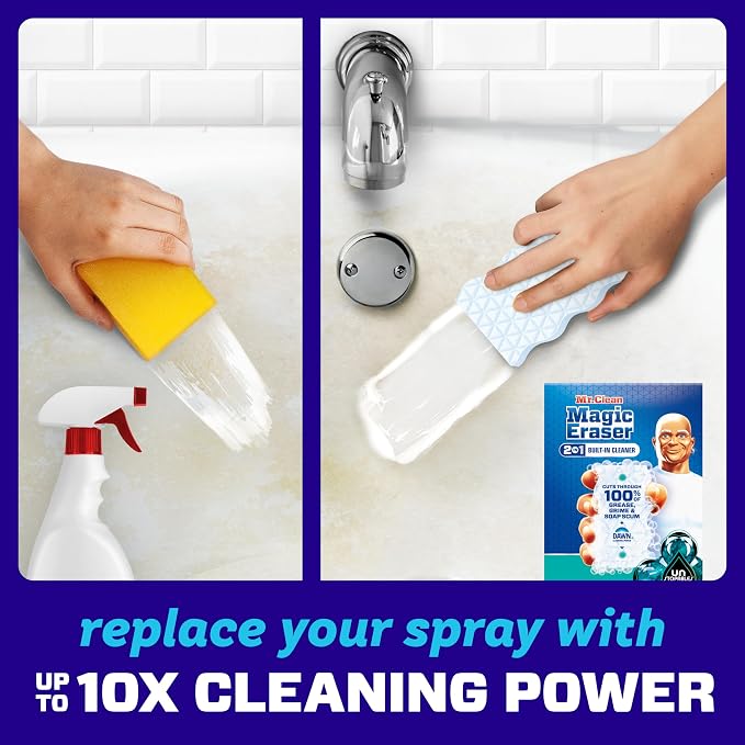 Mr. Clean Magic Eraser Foaming Sponge, All Purpose Cleaner, Dawn Cleaning Power, Wall, Sneaker, Oven Cleaner, Kitchen, Bathroom, Shower Cleaning Supplies, Scrubber, Ultra Foamy, 7ct