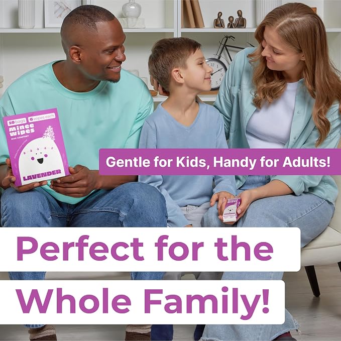 Impossibly Compact Travel Wipes - 99.5% Water - Safe for Sensitive Skin, Resealable, Thick & Durable - For Adults & Kids - Lavander, 10 Pack Total 60 Wipes
