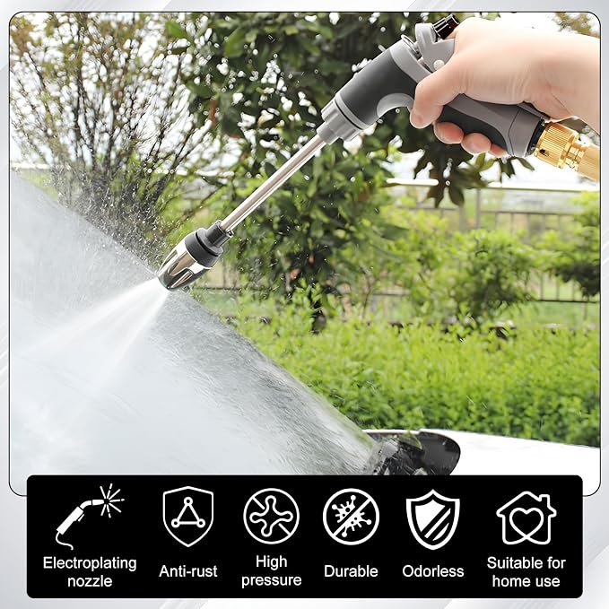 Pressure Washer, High Pressure Hose Nozzle with Connectors, Water Sprayer Cleaning Tool for Car Window, High and Portable Pressure Washer Wand for Plant Watering and Lawn Care(Water Gun + Connector)
