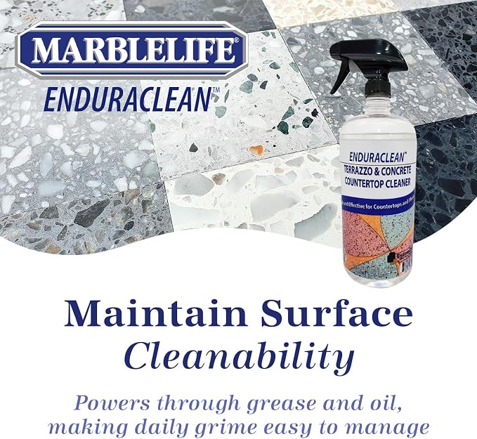 Marblelife EnduraCLEAN Concrete & Terrazzo Countertop Spray Cleaner, Effective Terrazzo Cleaner, Concrete & Terrazzo Cleaning Solution, Concrete Countertop Cleaner, Natural Stone Floor Cleaner, 32 oz