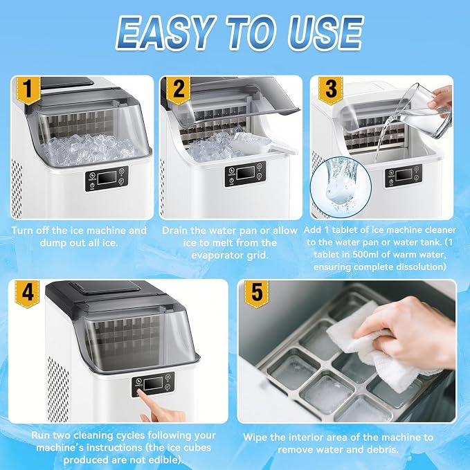 Ice Machine Cleaner Tablets Descaler 36 Pack, Countertop Ice Maker Cleaner Tablets, Nickel Safe, Effective Remove Hard Water & Mineral Buildup for Countertop, Nugget Ice Makers,Crystal Clear Ice