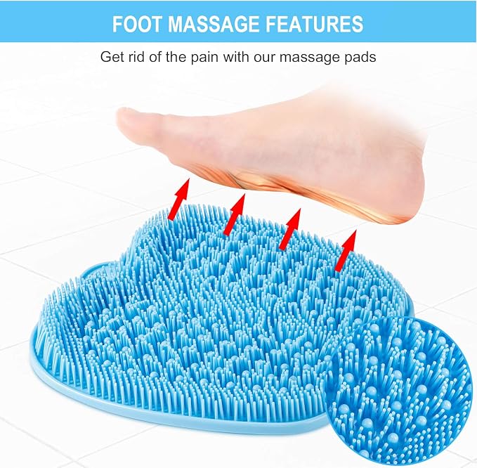 BESKAR Larger Shower Foot Scrubber Mat with Non-Slip Suction Cups | Cleans, Smooths, Exfoliates, Massages Your Feet Without Bending, Improve Foot Circulation, Soothes Tired Feet
