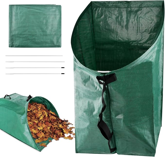 53 Gallon Leaf Collector, Large Yard Dustpan & Reusable Leaf Bag, Foldable Leaves Pick Up Tools Lea-f Loader, Heavy-Duty Lawn Sweeper for Leaves, Trash & Yard Waste(COLOR:Green)