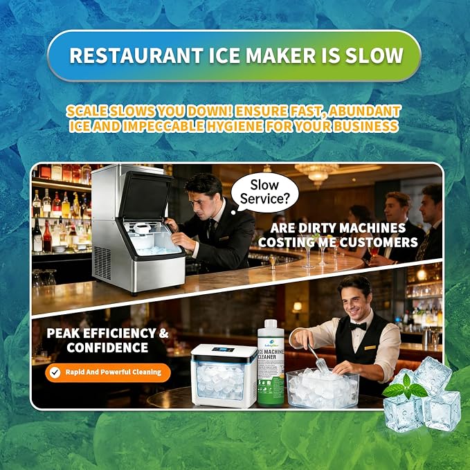 Ice Machine Cleaner Descaler 500ml Universal Formula Ice Maker Countertop | quickly dissolves,Restores your machine,extend the lifespan of your ice maker