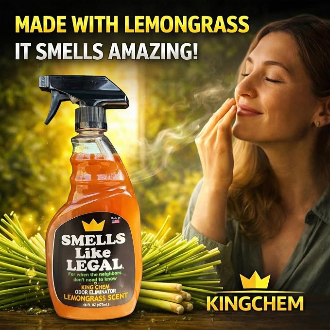 Smells Like Legal™ Lemongrass Odor Eliminator Spray -16 oz | Commercial-Grade, Eliminates Smoke, Pet & Food Odors, Fabric-Safe, Non-Staining, Biodegradable, Air & Fabric Freshener