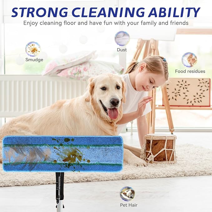Upgraded Replacement Microfiber Mop Pads for Rubbermaid Commercial 18 Inch Mop 17 Inch Mops, Reusable Wet & Dry Commercial Cleaning Flat Mops System 18" 17" Refill Head for Multi-Surface Floor-4 Pack
