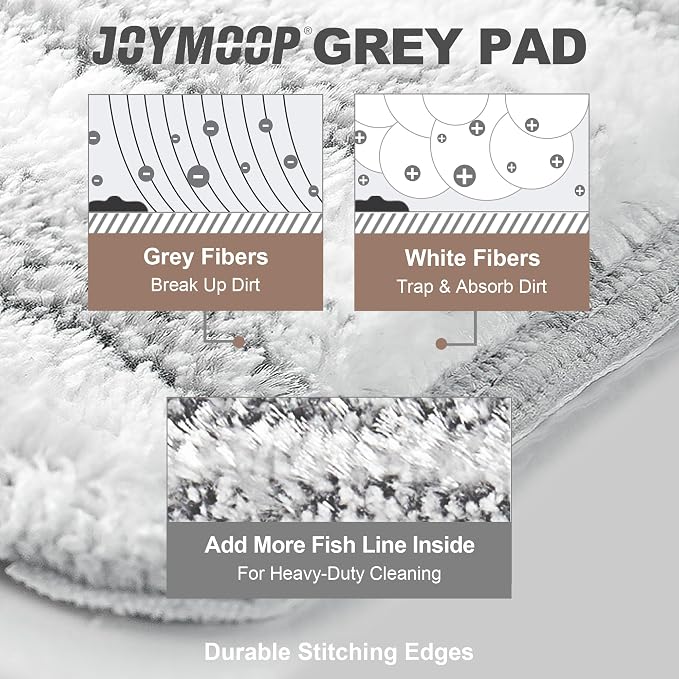 JOYMOOP Flat Mop Replacement Pads, Microfiber Cleaning Refills, Washable Stripe Pads, 13 inch, Pack of 4 for Flat Mop and Mop Bucket System