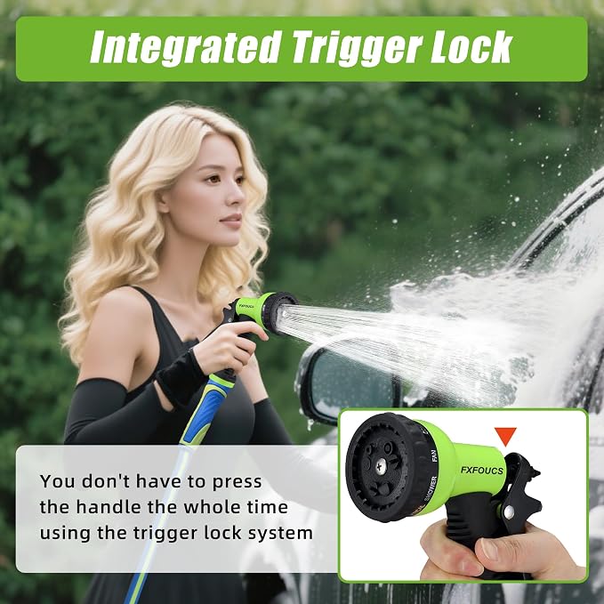 Garden Hose Nozzle Sprayer - 9 Spray Patterns, On Off Valve Heavy Duty Hose Sprayer Nozzle for Watering Plants & Lawns, Washing Cars & Pets - Outdoor Water Hose Nozzle Head Attachment