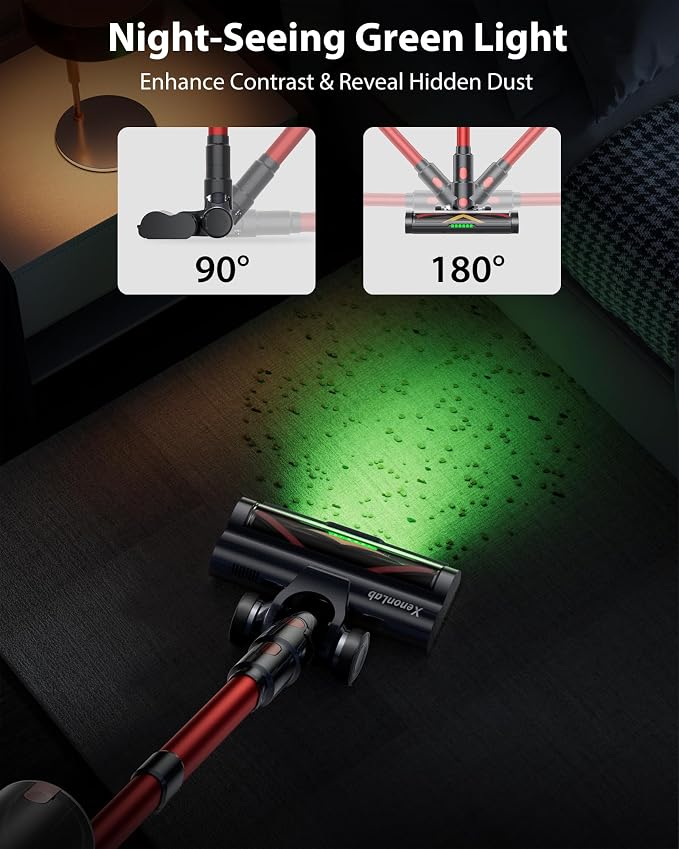 Cordless Vacuum Cleaner, 75Mins/55KPa/650W, Rechargeable | Anti-Static&Anti-Tangle Brush, Extra Replacement Washable HEPA Filter, for Hard Floor, Carpet, Pet Hair, Freestanding