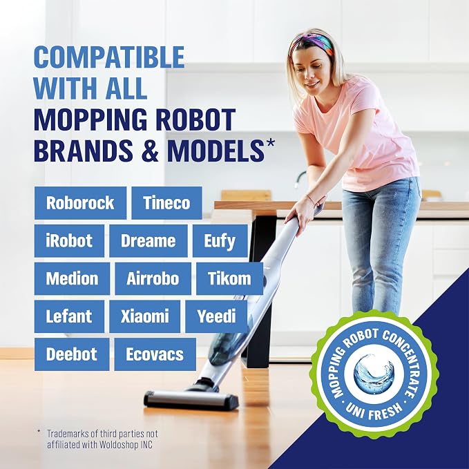 WoldoClean Robot Mop Floor Cleaning Solution 25 oz - Low Foam Concentrate | Compatible with Roborock, Dreame, Roomba, Tineco, Shark, Eufy, Ecovacs