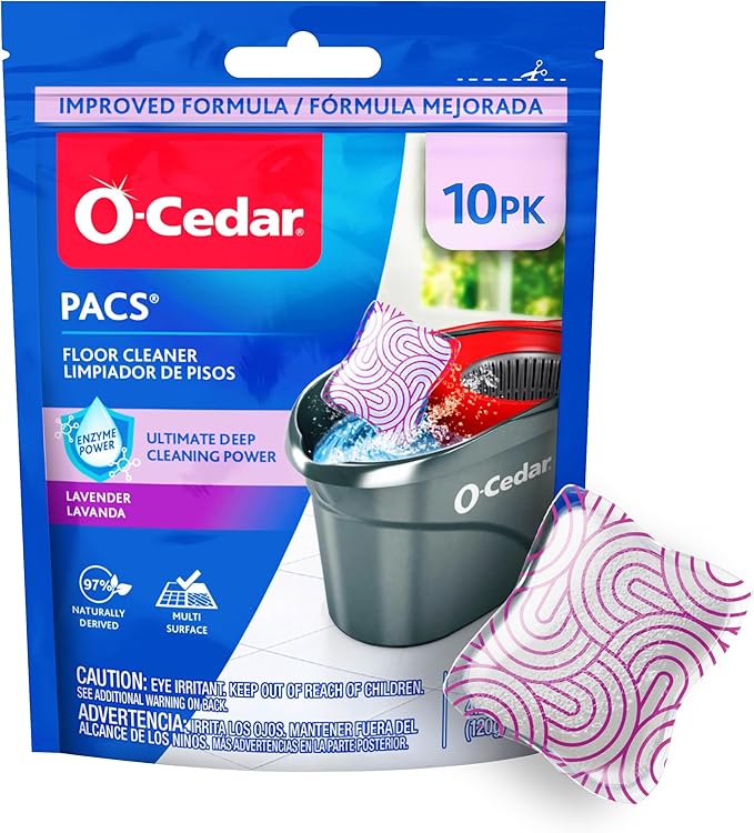 O CEDAR PACS Hard Floor Cleaner, Lavender Scent 10 Count (1-Pack) | Made with Naturally-Derived Ingredients | Safe to Use on All Hard Floors | Perfect for Mop Buckets