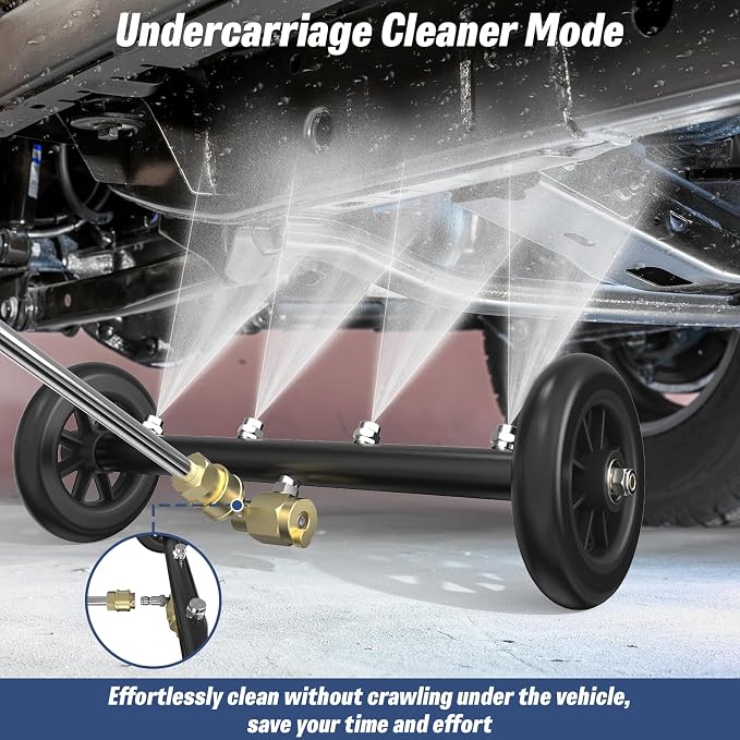 16" Undercarriage Pressure Washer Attachment, Water Broom | Under Carriage Car Cleaner, Electric Power Wash Accessories with 3 Pieces Extension Wand, 1/4" Connector, 4000 PSI, Black