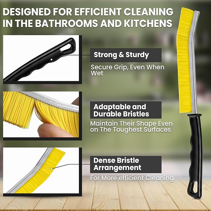 Crevice Cleaning Brush Set – 6Pcs Hard Bristle Cleaning Tools for Grout, Tile Floors, Gaps & Narrow Spaces – Small Grout Scrub Brush for Cleaning Bathroom, Shower, Window Tracks, Kitchen