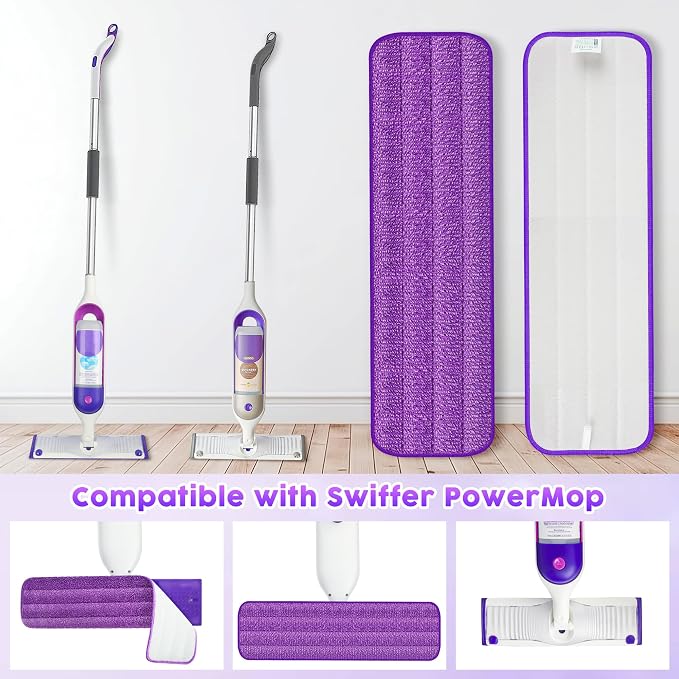 9 Pack Reusable Mop Pads Compatible with Swiffer PowerMop, Microfiber Mop Pads Refills Machine Washable, Durable, and Highly Absorbent Suitable for All Floor Types