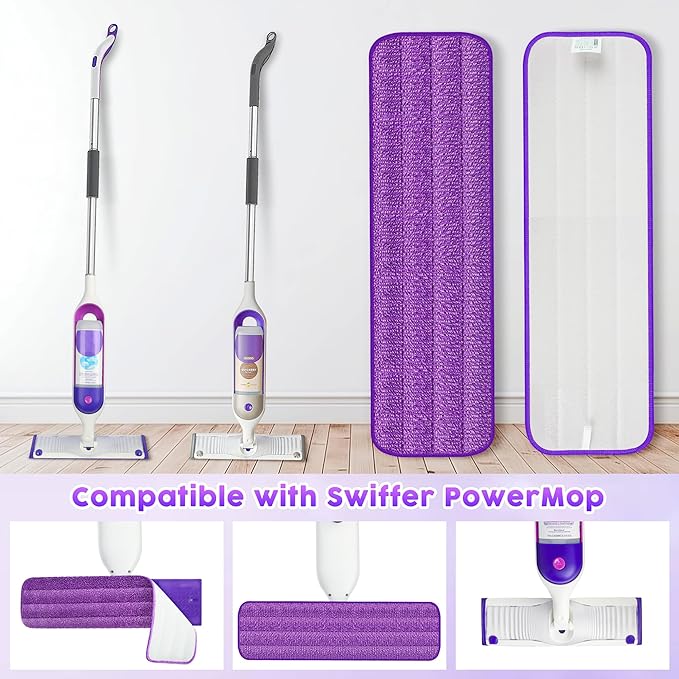 3 Pack Reusable Mop Pads for Swiffer PowerMop, Super Absorption, Multi-Surface Hardwood Floor Cleaning, Machine Washable Up to 100 Times, Durable, Suitable for All Finished Floors