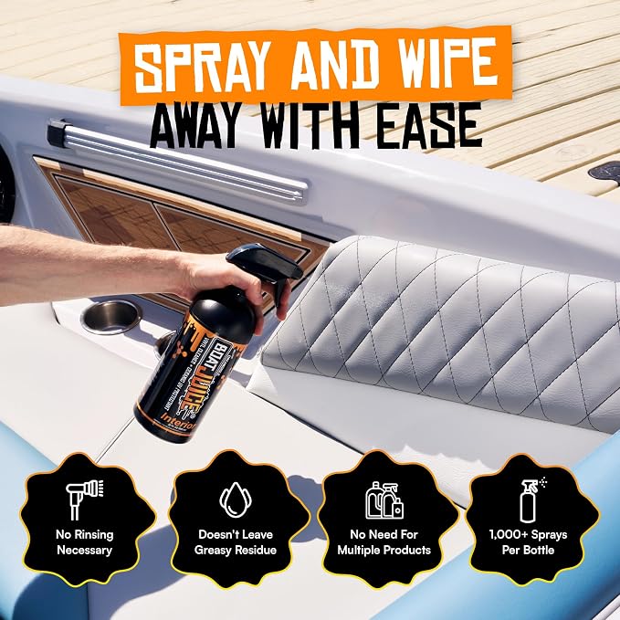 Boat Juice Interior 2-in-1 Vinyl Boat Seat Cleaner & Ceramic UV Protectant Spray | Marine Interior Detailing | Upholstery, Carpet & Plastic | Orange Creamsicle Scent | Made in USA