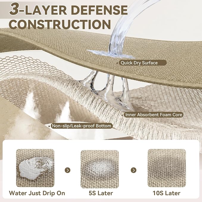 YDKGL Dish Drying Mat for Kitchen Counter, Ultra Absorbent & Fast Drying Dish Mat Machine Washable Foldable Drying Pad for Countertops, Sinks, Draining Racks, Brown