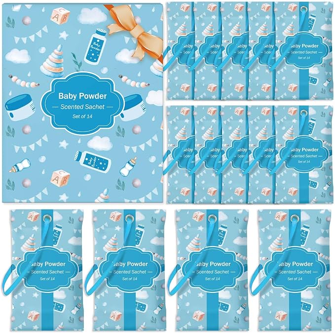 STRN Scented Sachets for Drawer and Closet, Baby Powder Scent 14 Packs | Long-Lasting Sachets, Small Space Air Freshener for Wardrobes