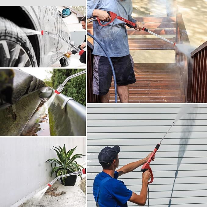 18-Pc Pressure Washer Accessory Kit with Foam Cannon, 5000 Psi | M22 14/15 Mm & 3/8 In Fit, 1/4 In Quick Connect, 6 Nozzle Tips, Brass/Stainless Steel, For Car, Siding, Gutter Cleaning