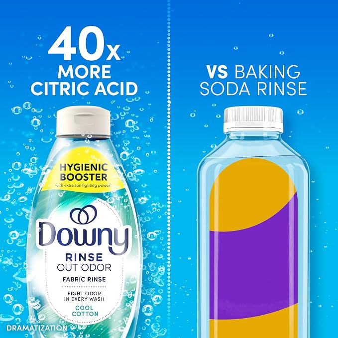 Downy Rinse Laundry Odor Remover, Cool Cotton Scent, 48 fl oz, Fabric Softener And Laundry Odor Removal Rinse, Fights Odors At The Source, HE Compatible