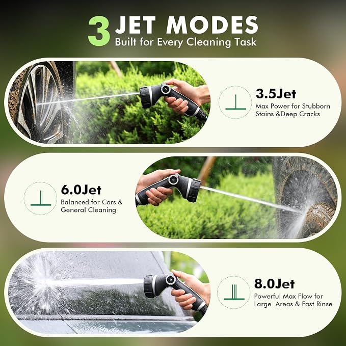 RESTMO Hose Nozzle Heavy Duty, Hose Spray Nozzle Thumb Control for Outdoor | 7 Adjustable Spray Patterns, Leak Proof Hose Nozzle with Flow Control, Ideal for Plants & Lawns, Cars & Pets